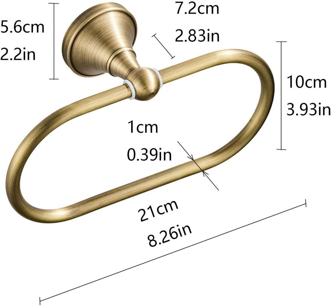 Antiik messingist ovaalne käterätikurõngas käterätikuhoidja Seinale kinnitatav vannituba Köögi tarvikud Käterätikuivati, harjatud pronks цена и информация | Vannitoa sisustuselemendid ja aksessuaarid | kaup24.ee