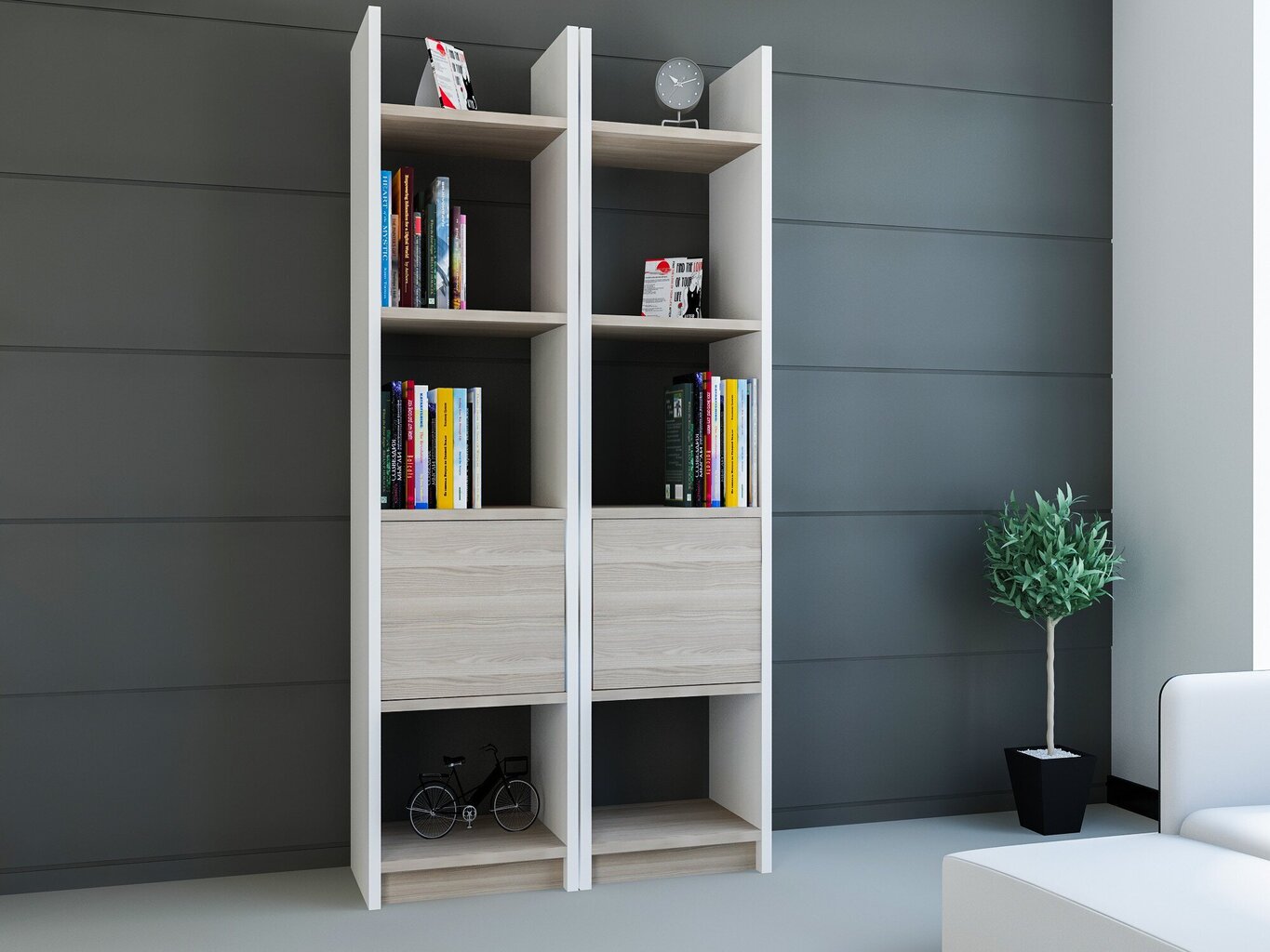 Eraldiseisev riiul Kalune Design Esbi 102, valge/helepruun цена и информация | Riiulid | kaup24.ee