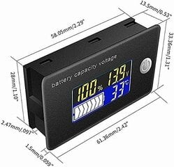 Aku mahu indikaator LCD-ekraan voltmeetri temperatuuri tester Li-ion Lifepo4 pliihappe 24V jaoks цена и информация | Аксессуары для корпусов | kaup24.ee