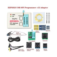 Сменный Ezp2023 + Высокоскоростной Spi Flash-Программатор, Полный Набор + 12 Адаптеров, Поддержка 24/25/93/95 Eeprom Bios 25T80, Автомобильные Аксессуары цена и информация | Детали двигателя | kaup24.ee