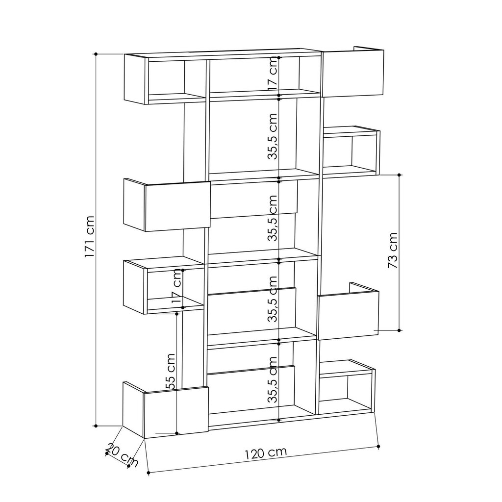 Eraldiseisev riiul Kalune Design Niho, pruun/hall цена и информация | Riiulid | kaup24.ee