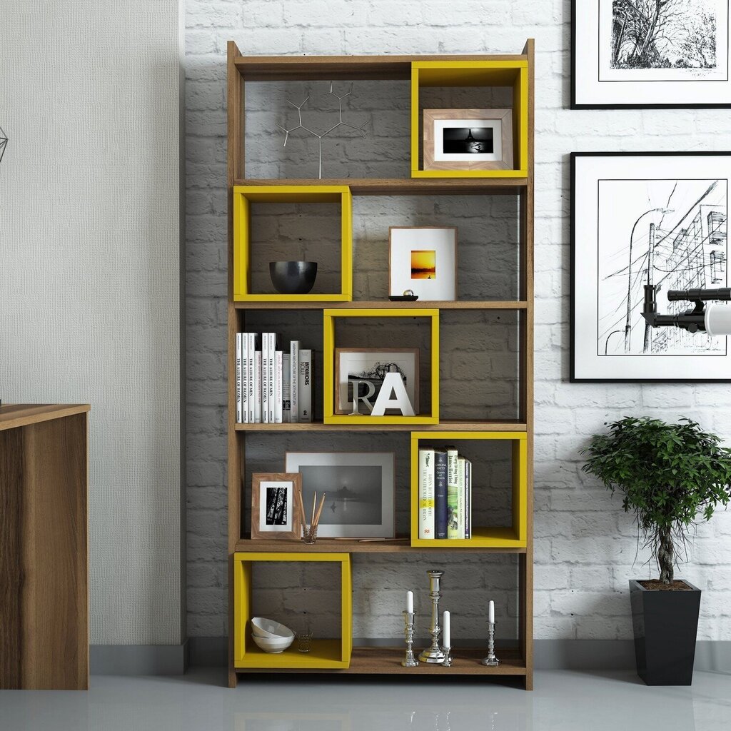 Eraldiseisev riiul Kalune Design Box II, pruun/kollane hind ja info | Riiulid | kaup24.ee