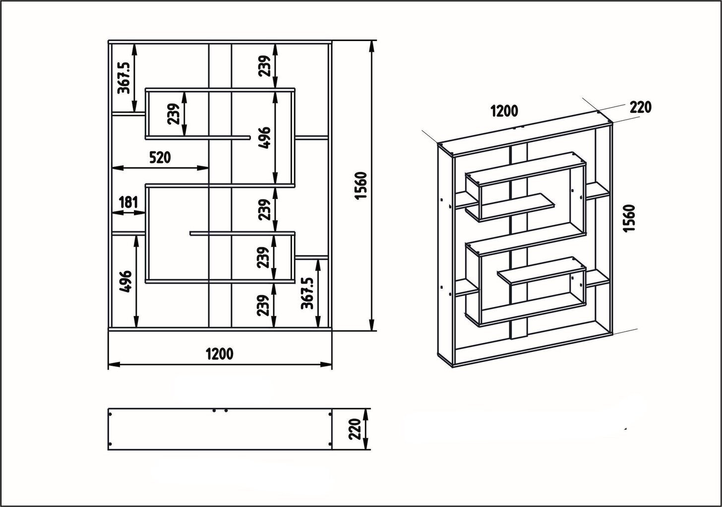 Eraldiseisev riiul Kalune Design Esteban, must/helepruun цена и информация | Riiulid | kaup24.ee