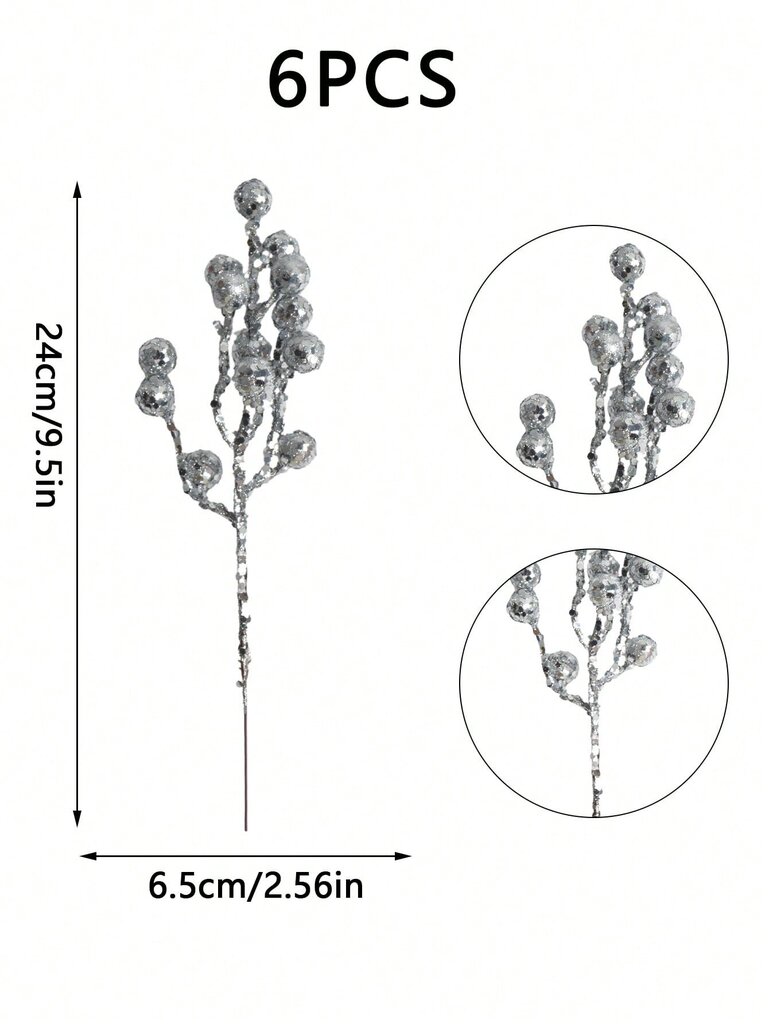 6 TK Jõuluvälk marja varre kunstlik šampanja marjaoks jõulupuu kaunistus DIY jõulupärg kingitus vaas pulma kodukaunistus, Halloween, Halloweeni kaunistus-šampanja lõiked hind ja info | Kunstkuused | kaup24.ee