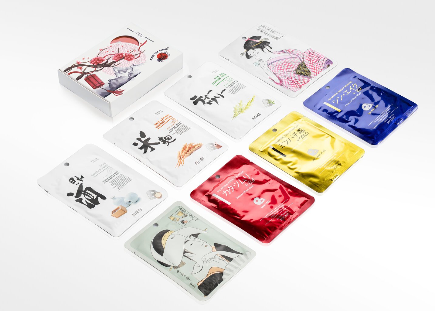 Kangasmaskide komplekt Mitomo Japan Beauty, 8 tk hind ja info | Näomaskid, silmamaskid | kaup24.ee
