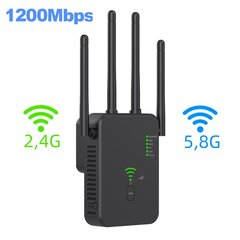 Traadita WiFi link 1200Mbps WiFi kordussignaali võimendi kaheribaline 2,4G 5G WiFi pikendaja 802.11ac Gigabit WiFi koos WPS-i ruuteri võrguantenniga EU pistik 2,4G 5,8G 1200Mbps1 hind ja info | Ruuterid | kaup24.ee