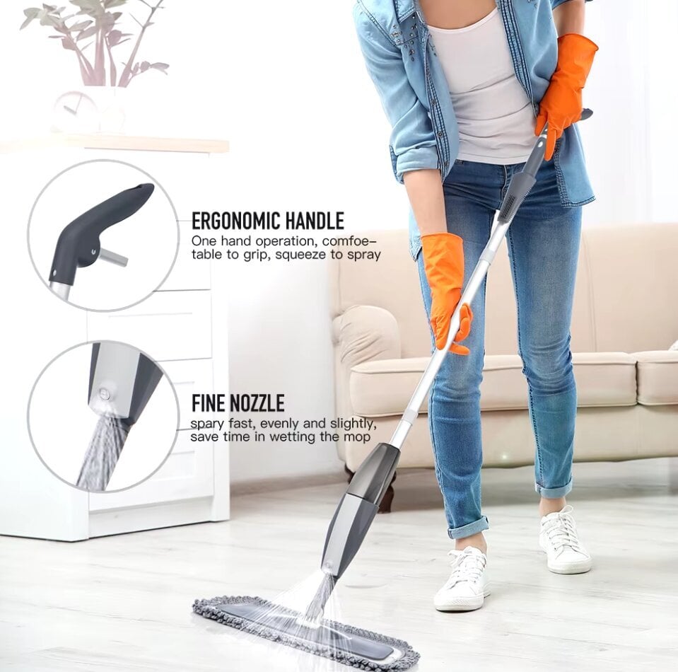 Magic Spray Mop puidust põrand korduvkasutatavate padjadega 360 kraadi käepide Kodu Windows Köök Mop Puhastusluud hind ja info | Varstolmuimejad | kaup24.ee