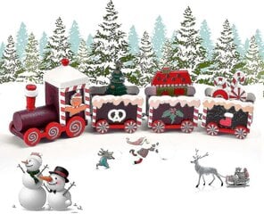 Mini puidust rong, Deco Noel Train jõulukaunistused, jõulukaunistus цена и информация | Рождественские украшения | kaup24.ee