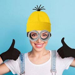 3 tk Halloweeni kostüümitarvikud täiskasvanud, kaitseprillid / kollane beanie / kindad meestele naised cosplay peokomplekt hind ja info | Karnevali kostüümid | kaup24.ee