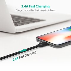 Плетеный кабель RAVPower RP-CB019 1м USB-A для Lightning цена и информация | Кабели для телефонов | kaup24.ee