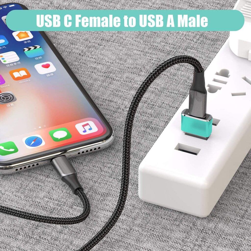 USB-liidese USB-C-adapter 2 pakk, tüüp C naissoost meessoost kaablipistikusse Apple iWatch Watch Series 7 SE, iPhone 16 15 14 13 12 Max, Airpods, iPad 8 8. 9 9. õhk 4. 5. mini 6. põlvkonna põlvkond цена и информация | USB jagajad, adapterid | kaup24.ee