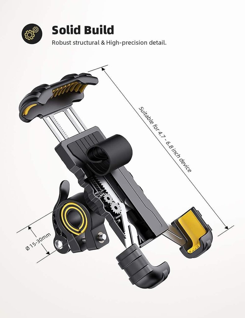 Jalgratta telefonihoidik, mootorratta telefonihoidik – reguleeritav mootorratta telefonihoidik telefonidele Iphone 13, 13 Pro, Iphone 12 Pro Max Mini, 11 Pro Max Xs 8 X 8p 7 6s hind ja info | Mobiiltelefonide hoidjad | kaup24.ee