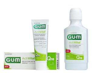 Suuloputusvesi ActiVital koos Q10 ja granaatõunaga 300ml GUM цена и информация | Для ухода за зубами | kaup24.ee