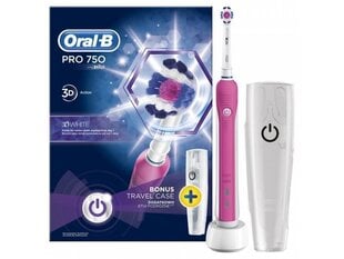 Elektriline hambahari Oral-B PRO 750 3D, valge/roosa hind ja info | Elektrilised hambaharjad | kaup24.ee