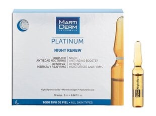 Сыворотка для ночного ухода за кожей с гиалуроновой кислотой MartiDerm Platinum Night Renew, 10x2 мл цена и информация | Сыворотки для лица, масла | kaup24.ee