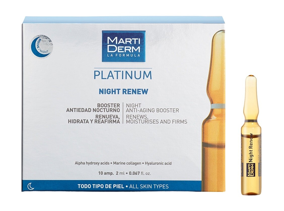 Öine nahahoolduse seerum hüaluroonhappega MartiDerm Platinum Night Renew 10x2 ml цена и информация | Näoõlid, seerumid | kaup24.ee