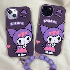 3D multikas Sanrio Kuromi Luksusliku käevõruga Pehmest silikoonist telefoniümbristega iPhone 14 13 12 11 Pro Max tagakaane Y2k Girl Kingitus hind ja info | Telefoni kaaned, ümbrised | kaup24.ee