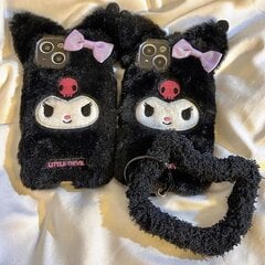 Cartoon Plush Sanrio Kuromi koos käevõru telefoniümbristega iPhone'i jaoks 14 13 12 11 Pro Max Xr Xs Max X Põrutuskindel Soft Shell Y2k Girl hind ja info | Telefoni kaaned, ümbrised | kaup24.ee