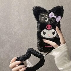 Cartoon Plush Sanrio Kuromi koos käevõru telefoniümbristega iPhone'i jaoks 14 13 12 11 Pro Max Xr Xs Max X Põrutuskindel Soft Shell Y2k Girl hind ja info | Telefoni kaaned, ümbrised | kaup24.ee