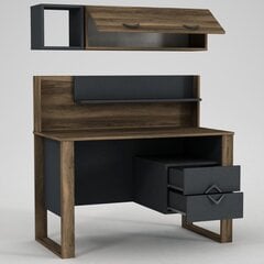 Kirjutuslaua ja riiuli komplekt Kalune Design Bumerang, pruun/hall цена и информация | Компьютерные, письменные столы | kaup24.ee