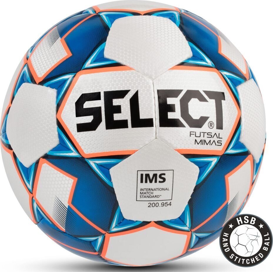 Jalgpalli pall Select Futsal Mimas IMS, valge/sinine, suurus 4 цена и информация | Jalgpalli pallid | kaup24.ee