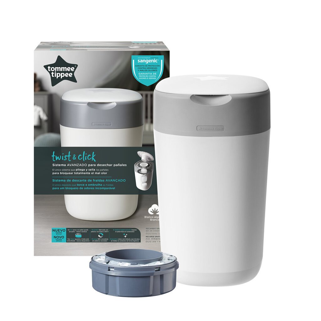 Tomee Tippee mähkmekonteiner Sangenic Twist & Click, valge, 85101501 hind ja info | Mähkmed | kaup24.ee