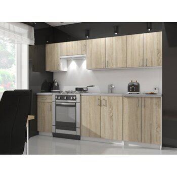 Комплект кухонных шкафчиков NORE Lima 2.4 м, дубового/белого цвета цена и информация | Кухонные гарнитуры | kaup24.ee