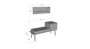 Esiku pingi ja riiuli komplekt Kalune Design Hamra, pruun/hall hind ja info | Jalatsikapid, jalatsiriiulid | kaup24.ee