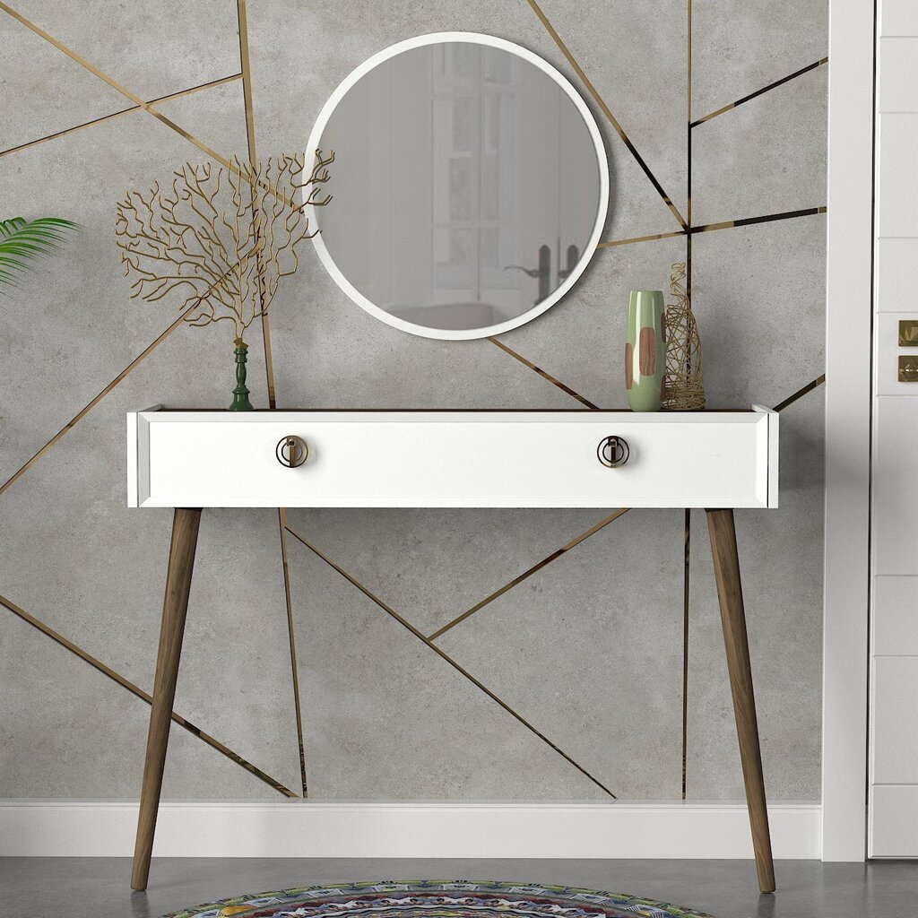 Konsoollaua ja peegli komplekt Kalune Design Nadya Aynali, valge hind ja info | Konsoollauad | kaup24.ee