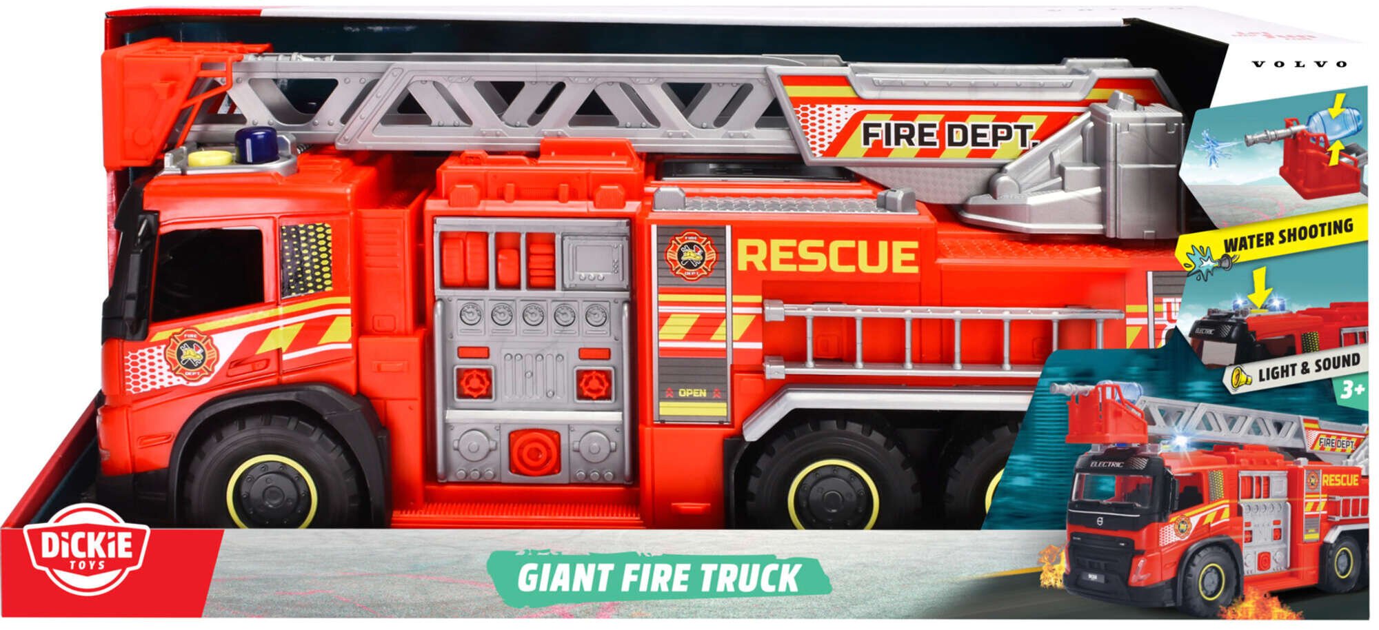 Päästeauto Dickie Volvo Big Red Fire Engine, 51 cm цена и информация | Poiste mänguasjad | kaup24.ee