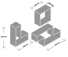 Набор из 3-х полок Kalune Design Tetris, белый цена и информация | полка | kaup24.ee