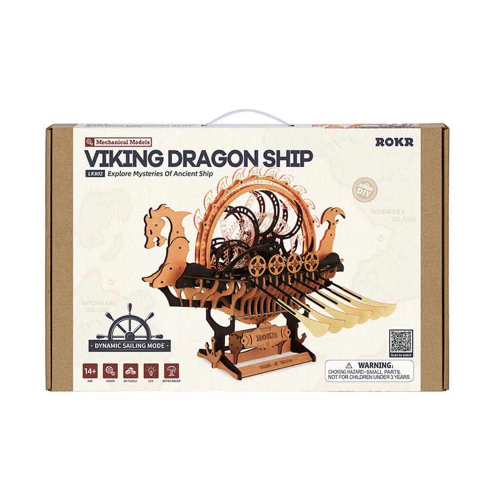 3D puidust mehaaniline konstruktor Viking Dragon Ship hind ja info | Klotsid ja konstruktorid | kaup24.ee