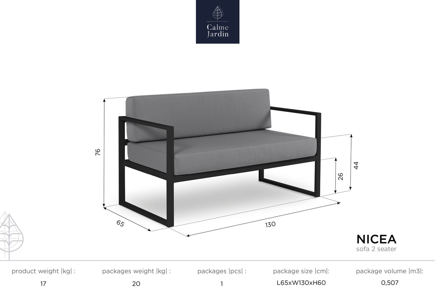 Kahekohaline aiadiivan Calme Jardin Nicea, sinine/valge hind ja info | Aiatoolid | kaup24.ee