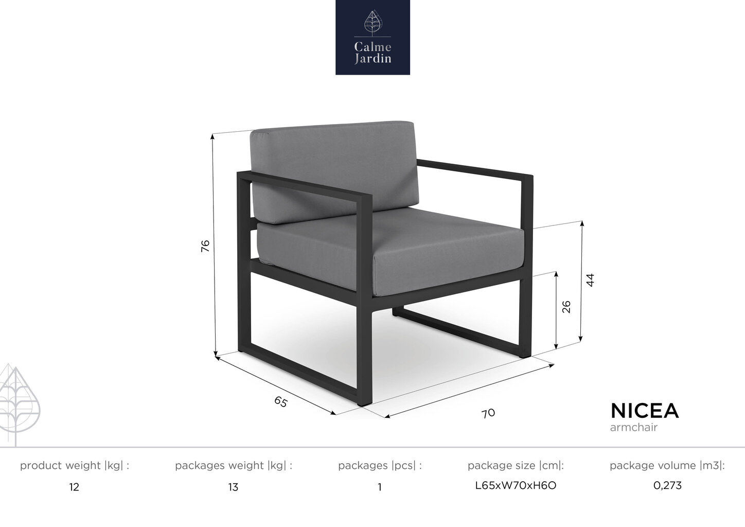 Aiatool Calme Jardin Nicea, sinine/valge hind ja info | Aiatoolid | kaup24.ee