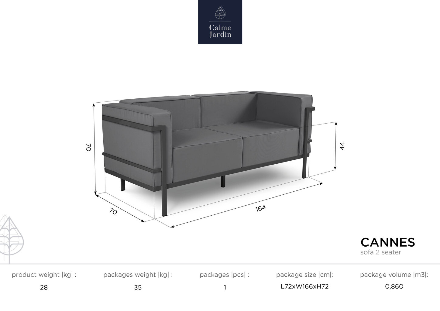 Kahekohaline aiadiivan Calme Jardin Cannes, kreem/tumehall цена и информация | Aiatoolid | kaup24.ee