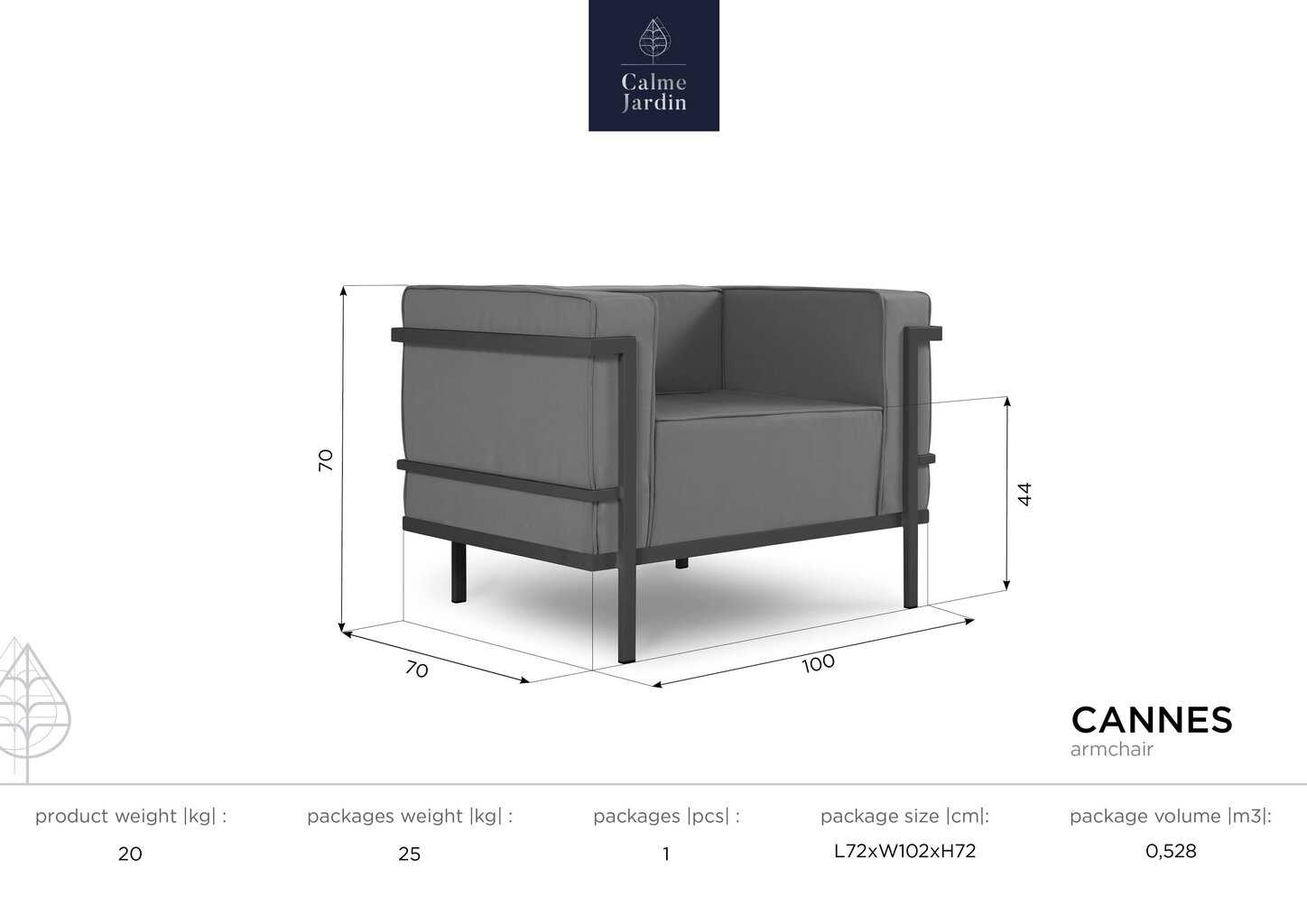 Aiatool Calme Jardin Cannes, kreem/helehall hind ja info | Aiatoolid | kaup24.ee