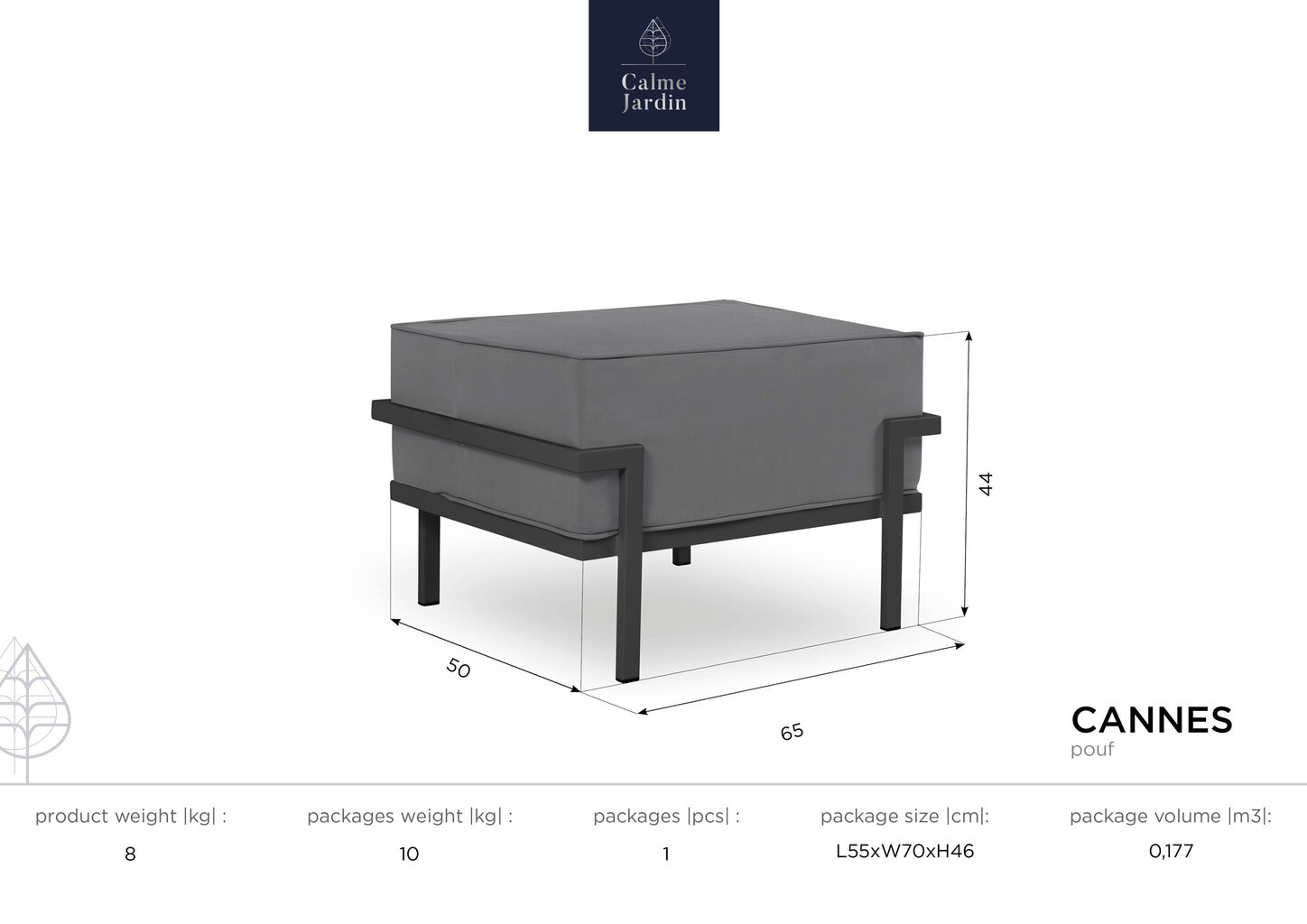 Aiatumba Calme Jardin Cannes, heleroheline/valge hind ja info | Aiatoolid | kaup24.ee