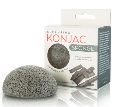 Очищающая губка для лица Konjac Bamboo Charcoal цена и информация | Аппараты для ухода за лицом | kaup24.ee