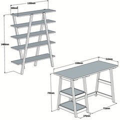 Kirjutuslaua ja raamaturiiuli komplekt Kalune Design Perla, pruun цена и информация | Компьютерные, письменные столы | kaup24.ee