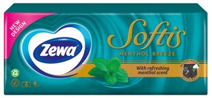 Ühekordsed taskurätikud ZEWA Softis Menthol 4 kihti, 10x9 tk цена и информация | Ватная продукция, влажные салфетки | kaup24.ee