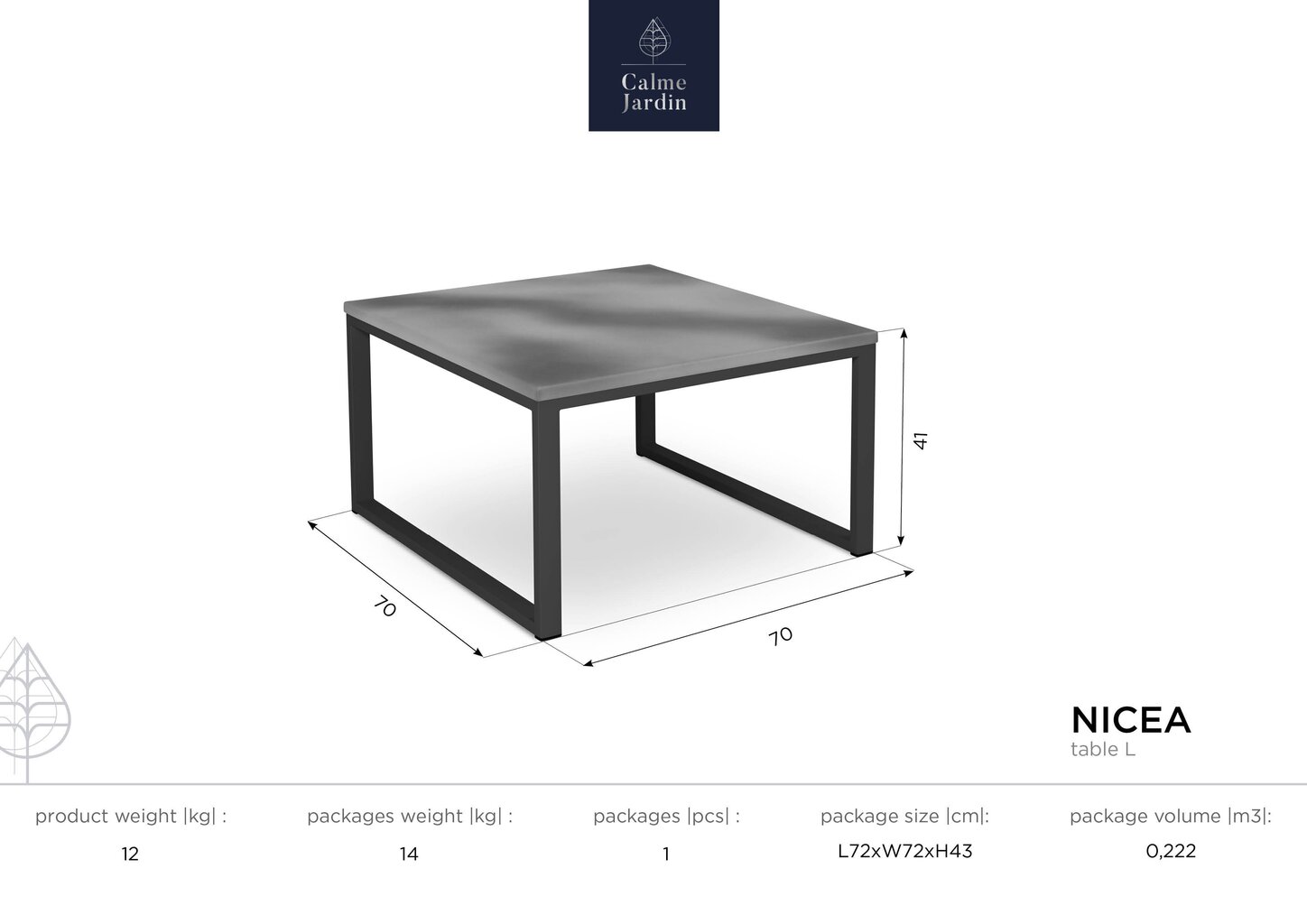 Aialaud Calme Jardin Nicea L, hall/tumehall цена и информация | Aialauad | kaup24.ee