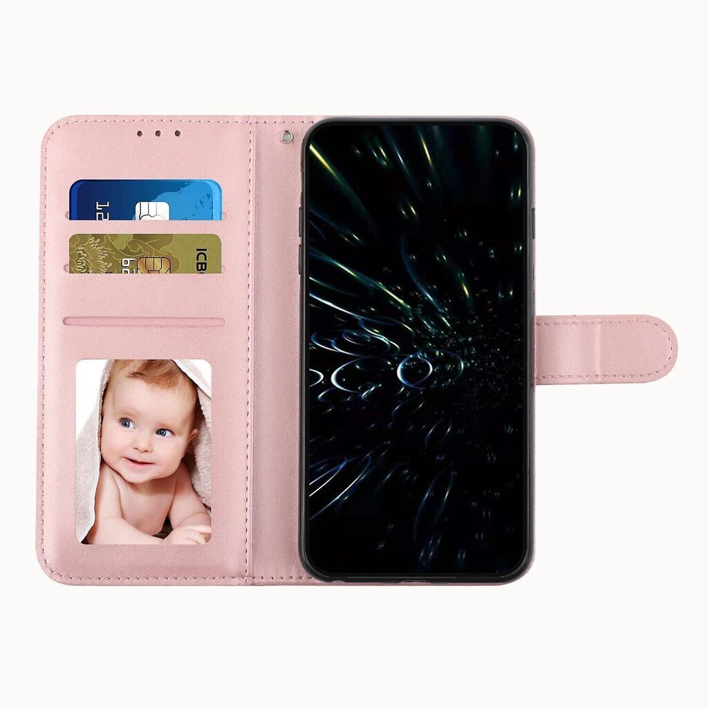 Motorola Moto G Pure Case Premium Pu-nahast rahakoti tugijala funktsioonikate – Rosegold цена и информация | Telefoni kaaned, ümbrised | kaup24.ee