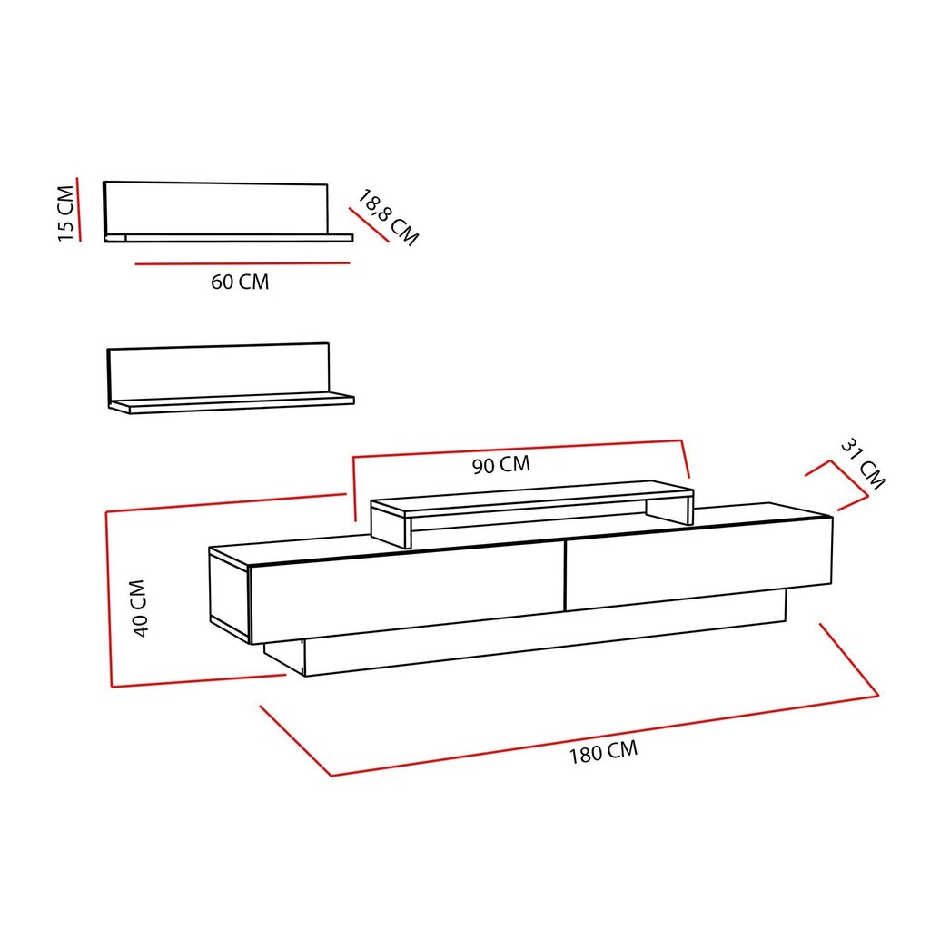 Sektsioon Kalune Design Lucca TV, valge hind ja info | Sektsioonid | kaup24.ee