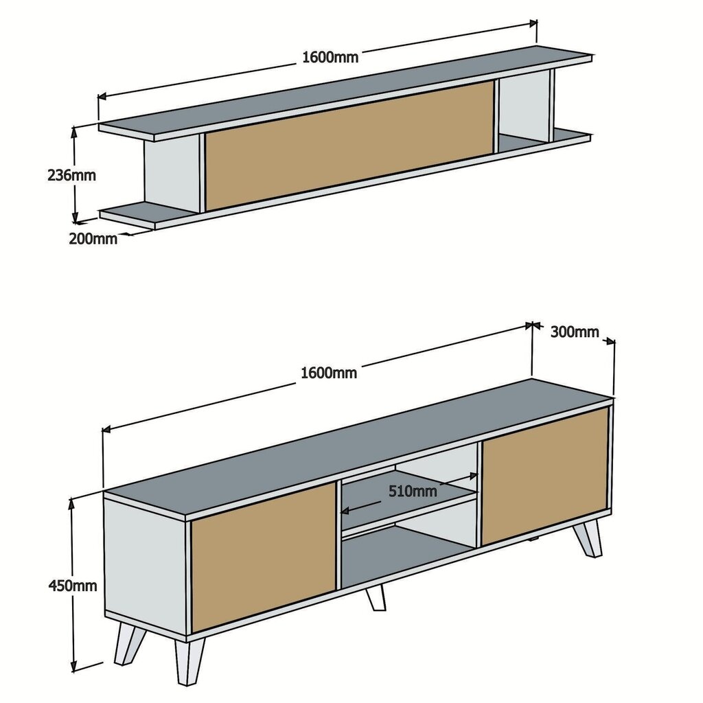 Sektsioon Kalune Design Italo, valge/pruun hind ja info | Sektsioonid | kaup24.ee