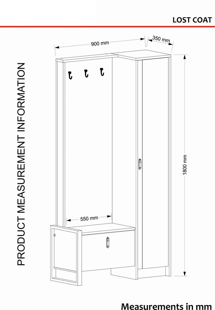 Esikumööbli komplekt Kalune Design Lost, pruun hind ja info | Esikukomplektid | kaup24.ee