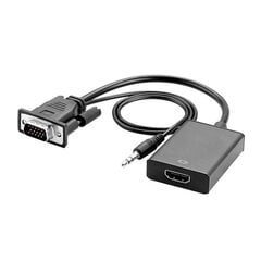 Пераўтваральнік VGA ў HDMI з блокам сілкавання аўдыядыяпазону, адаптарны HD-кабель з аўдыядысплеем HDMI і жаночым HDMI цена и информация | Текстильные провода и клеммные колодки | kaup24.ee