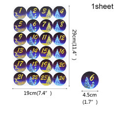 Jõulude advendikalender Jõulude loendur Kingikotid 1–24 numbriga pitseeriv kleebise etikett 2024. aasta jõulude uusaasta jaoks Noeli kingitused hind ja info | Jõulukaunistused | kaup24.ee