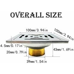 Ruudukujuline duši äravool, lõhnavastane põranda äravool, roostevaba vahtrapõranda äravool koos kurnafiltriga (100 mm x 100 mm) цена и информация | Фильтры для воды | kaup24.ee