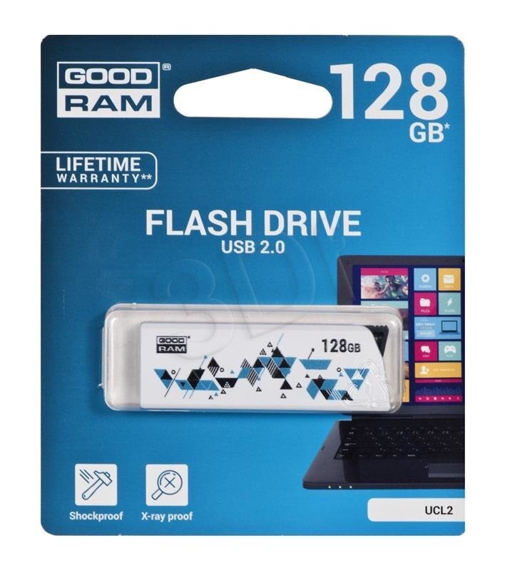 Mälupulk Goodram Flashdrive Cl!ck 128GB USB 2.0 biały hind ja info | Mälupulgad | kaup24.ee