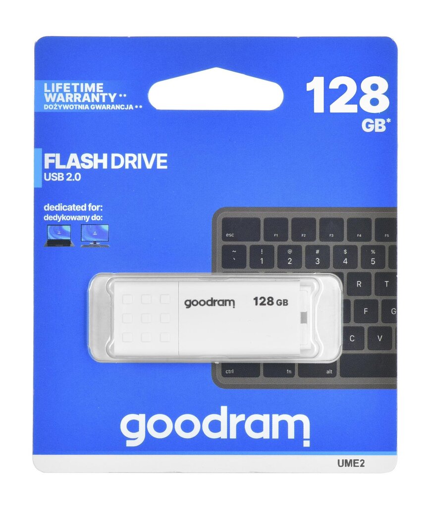 GOODRAM FLASHDRIVE 128GB UME2 USB 2.0 WHITE цена и информация | Mälupulgad | kaup24.ee